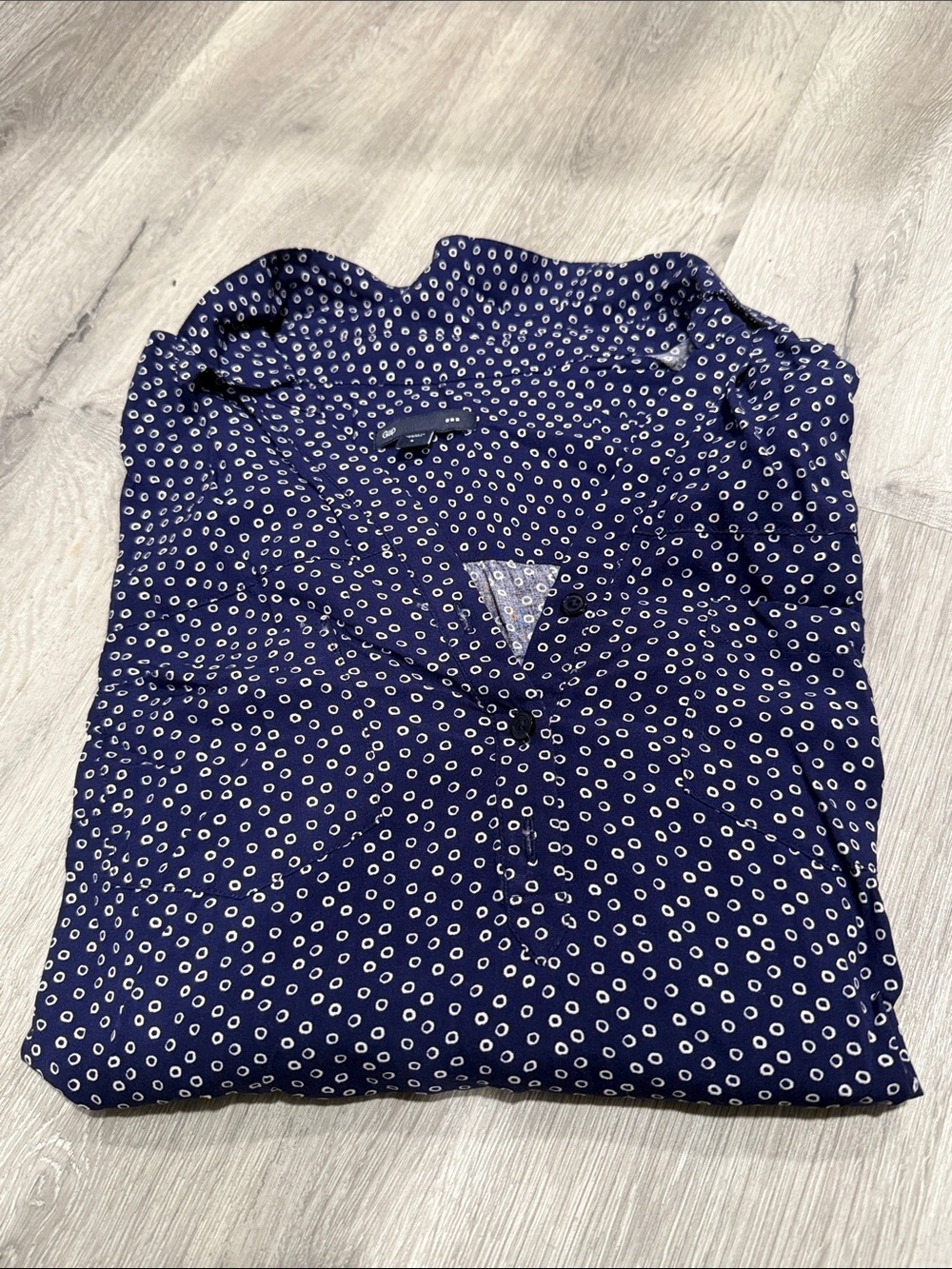 GAP Navy Blue Button-Front Women's Shirt with White Dot Print